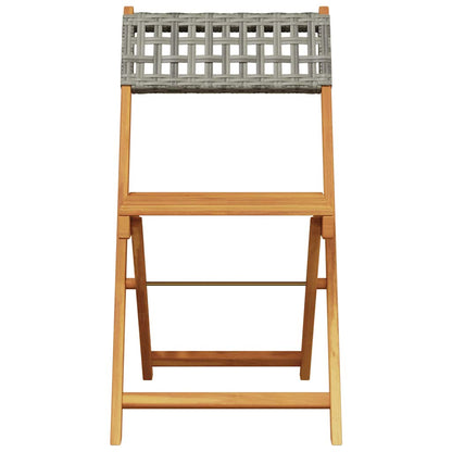 Klappstühle, 2 Stück, grau, Massivholz Akazie und Polyrattan