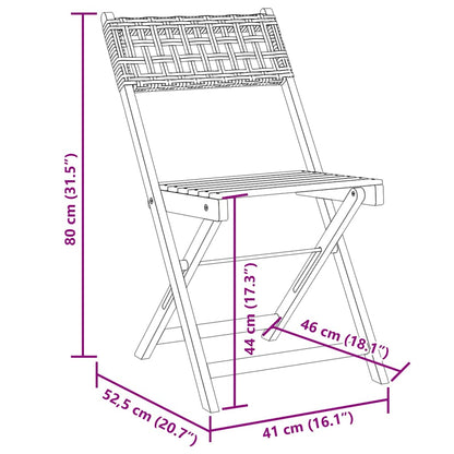 Klappstühle, 2 Stück, grau, Massivholz Akazie und Polyrattan