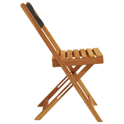 Klappstühle, 2 Stück, schwarz, massives Akazienholz und Seil