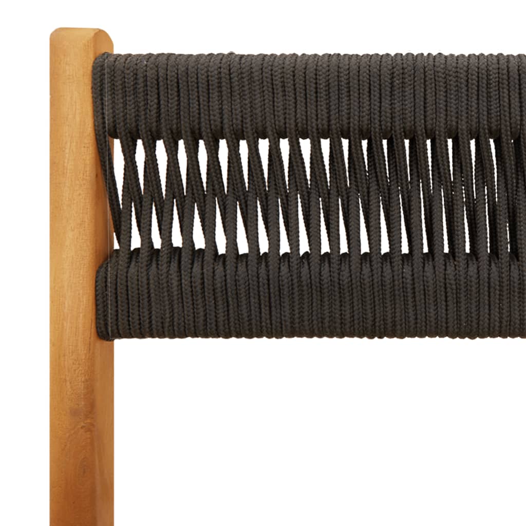 Klappstühle, 2 Stück, schwarz, massives Akazienholz und Seil