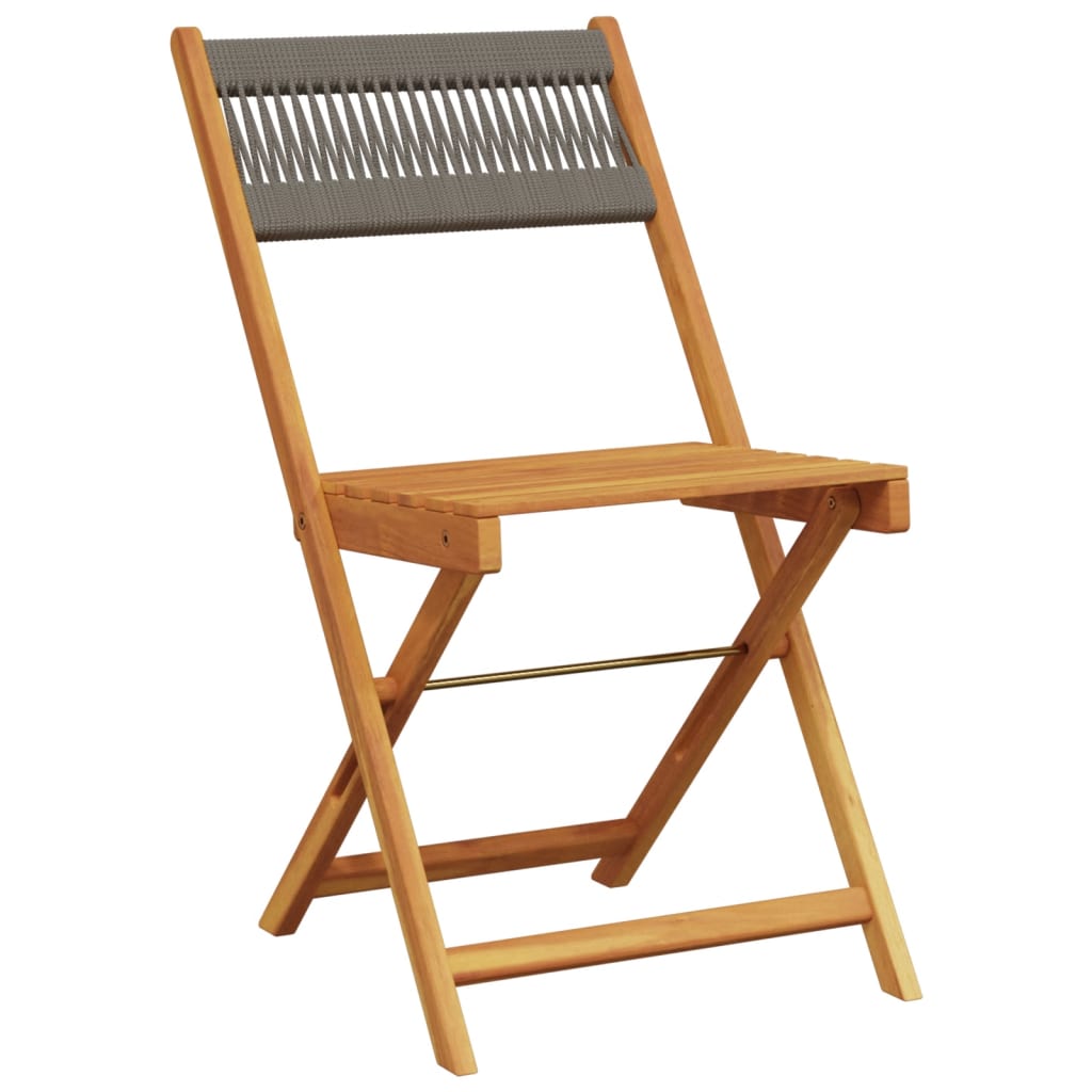 Klappstühle, 2 Stück, graues Massivholz Akazie und Seil
