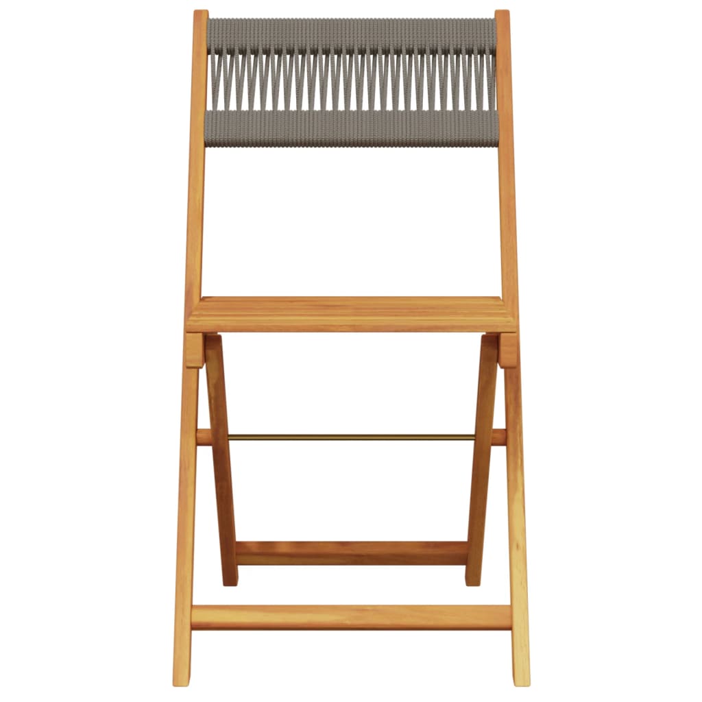 Klappstühle, 2 Stück, graues Massivholz Akazie und Seil