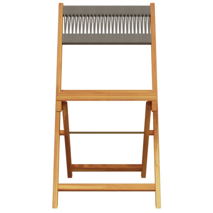 Klappstühle, 2 Stück, graues Massivholz Akazie und Seil