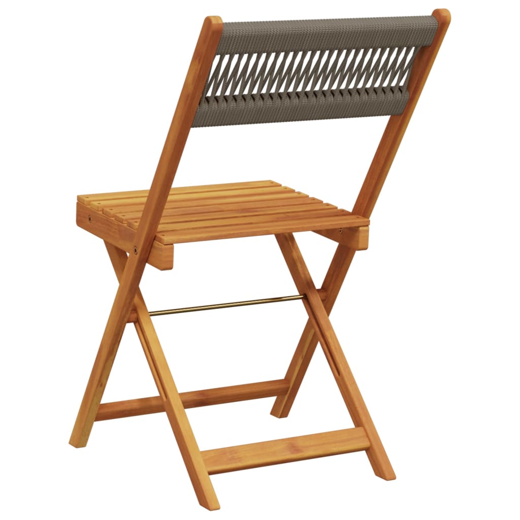 Klappstühle, 2 Stück, graues Massivholz Akazie und Seil
