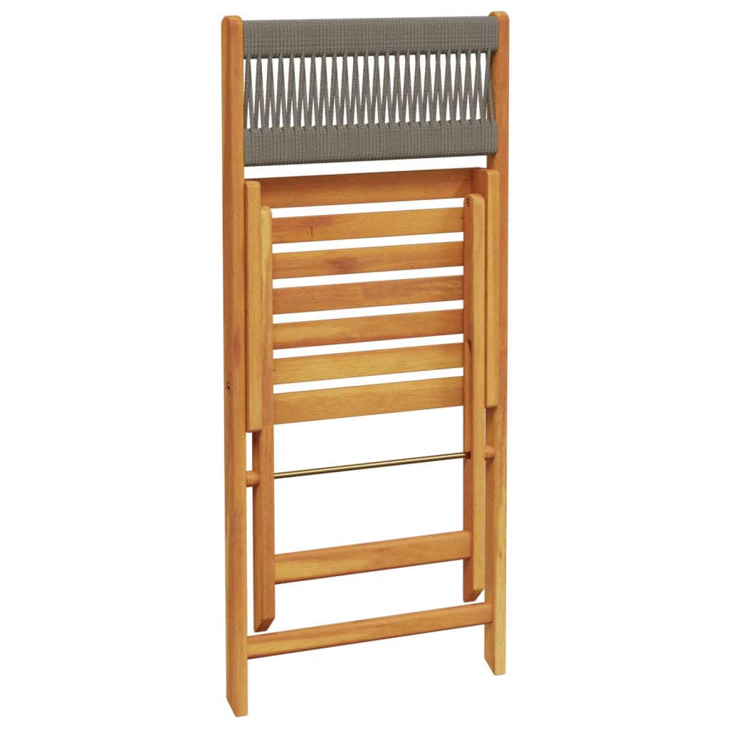 Klappstühle, 2 Stück, graues Massivholz Akazie und Seil