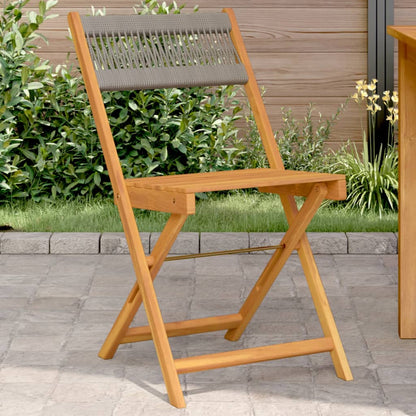 Klappstühle, 2 Stück, graues Massivholz Akazie und Seil