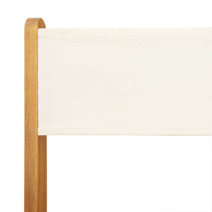 Klappstühle, 2 Stück, cremeweiß, massives Akazienholz und Stoffbezug