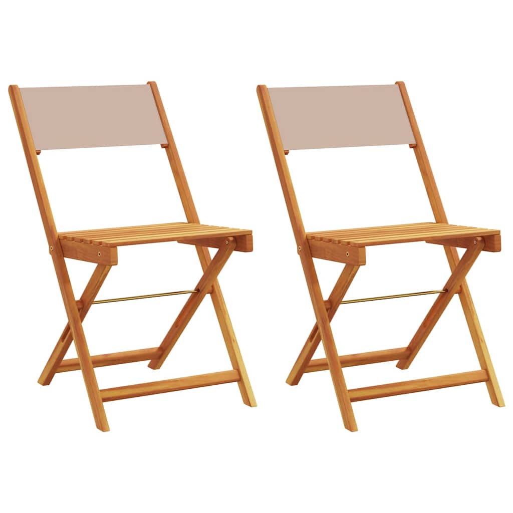 Klappstühle 2 Stk. Taupe Massivholz Akazie und Stoff