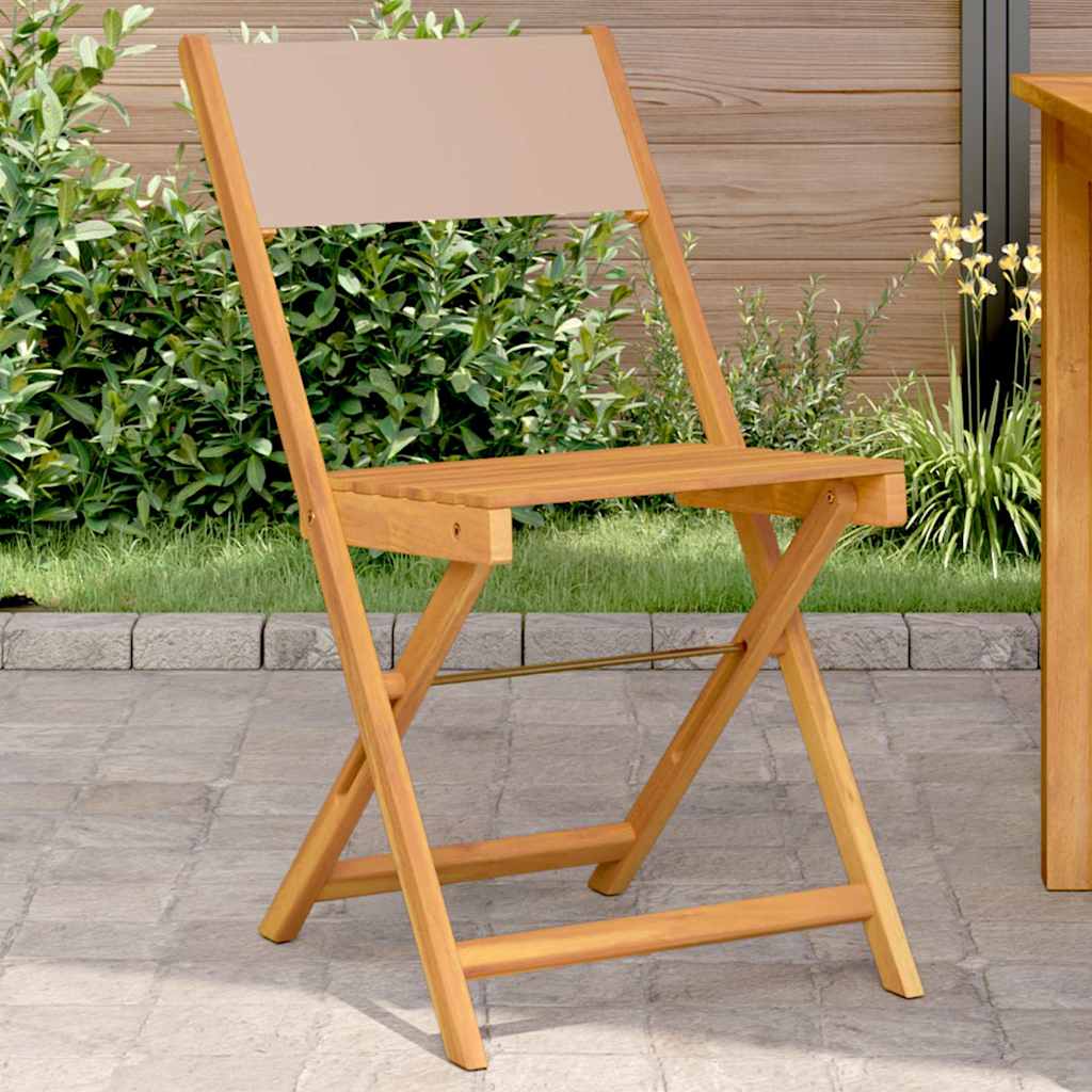 Klappstühle 2 Stk. Taupe Massivholz Akazie und Stoff