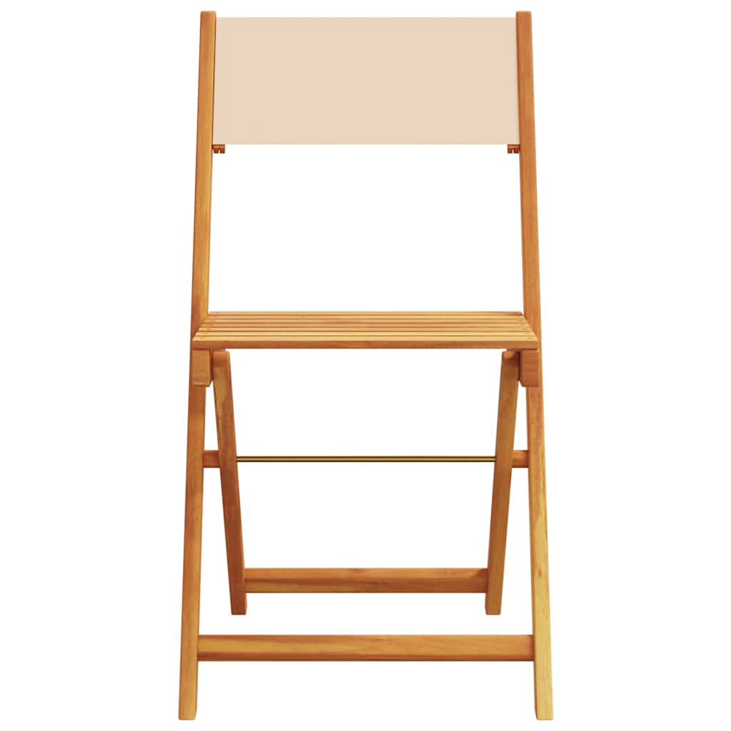 Klappstühle, 2 Stück, beige, Massivholz Akazie und Stoff