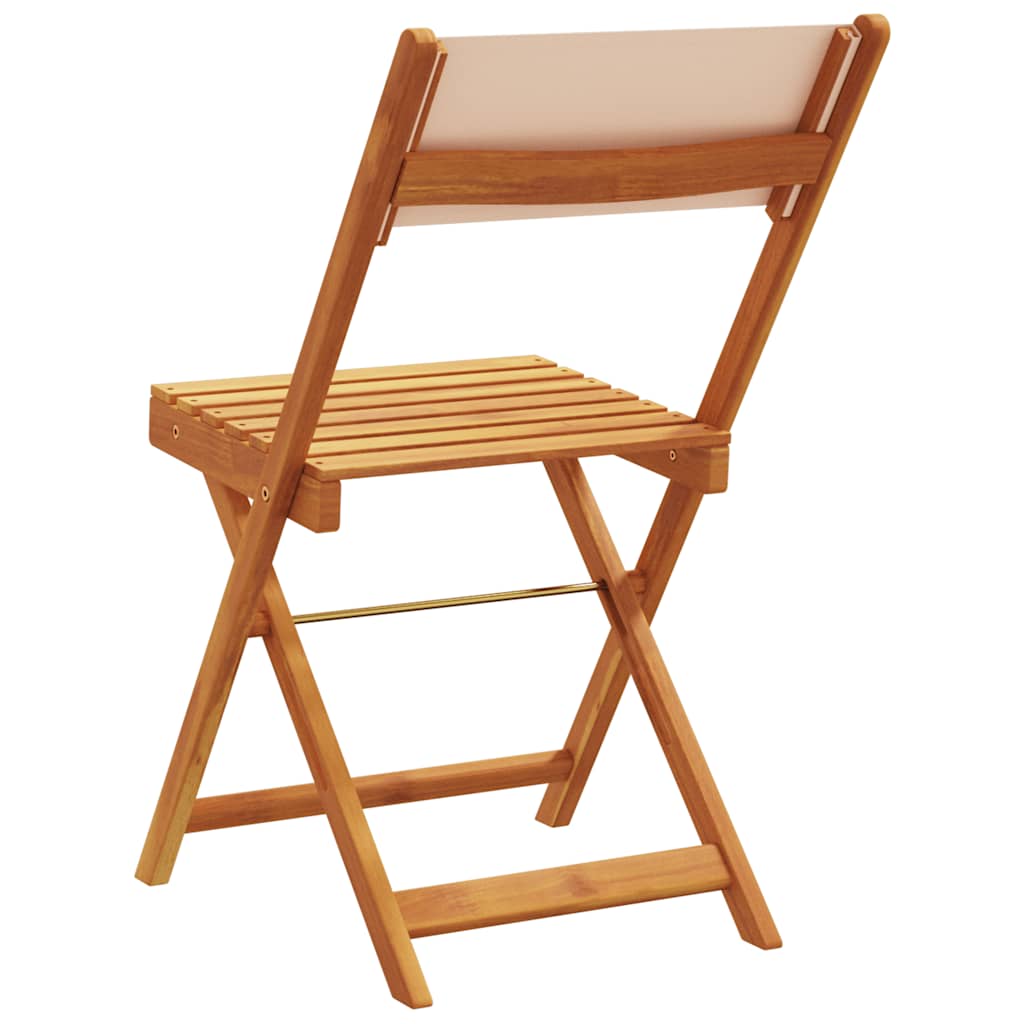 Klappstühle, 2 Stück, beige, Massivholz Akazie und Stoff