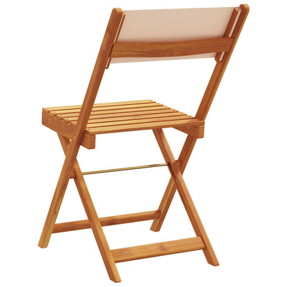 Klappstühle, 2 Stück, beige, Massivholz Akazie und Stoff