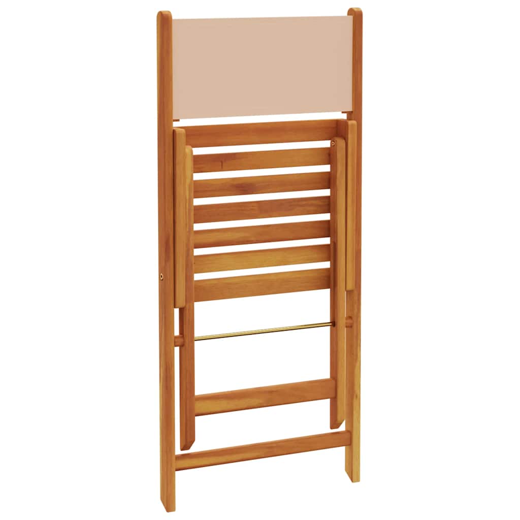 Klappstühle, 2 Stück, beige, Massivholz Akazie und Stoff