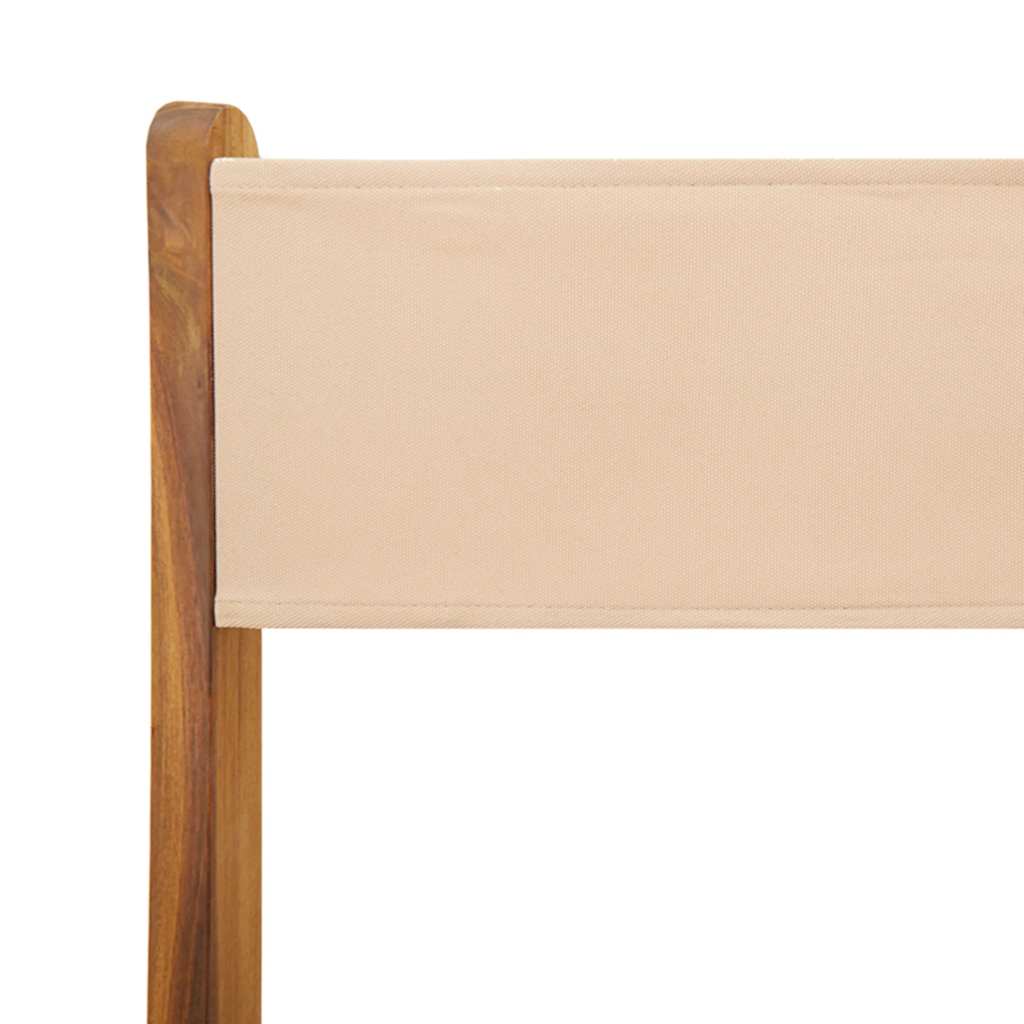Klappstühle, 2 Stück, beige, Massivholz Akazie und Stoff