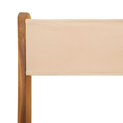 Klappstühle, 2 Stück, beige, Massivholz Akazie und Stoff