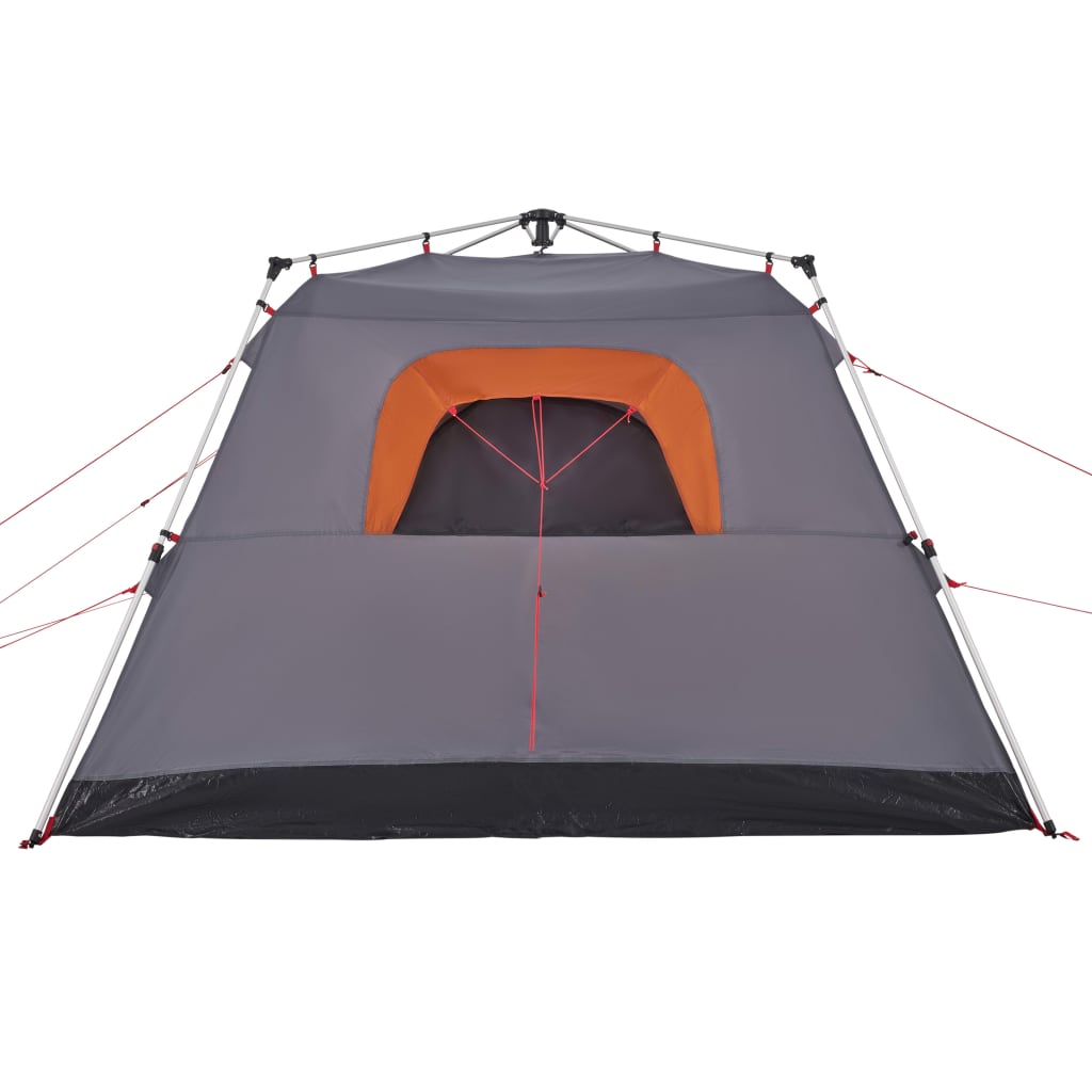 Campingzelt 4 Personen Grau und Orange Quick Release