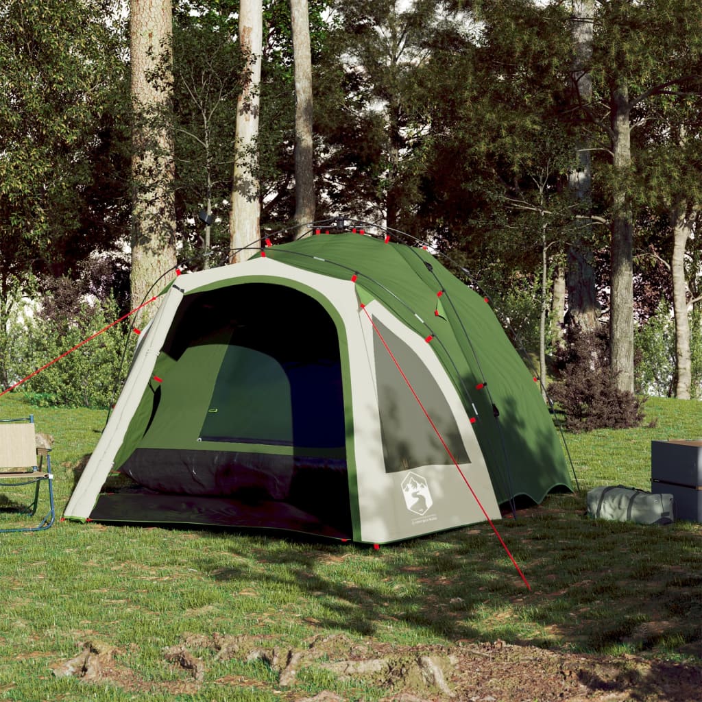 Tente de camping dôme 3 personnes verte à dégagement rapide