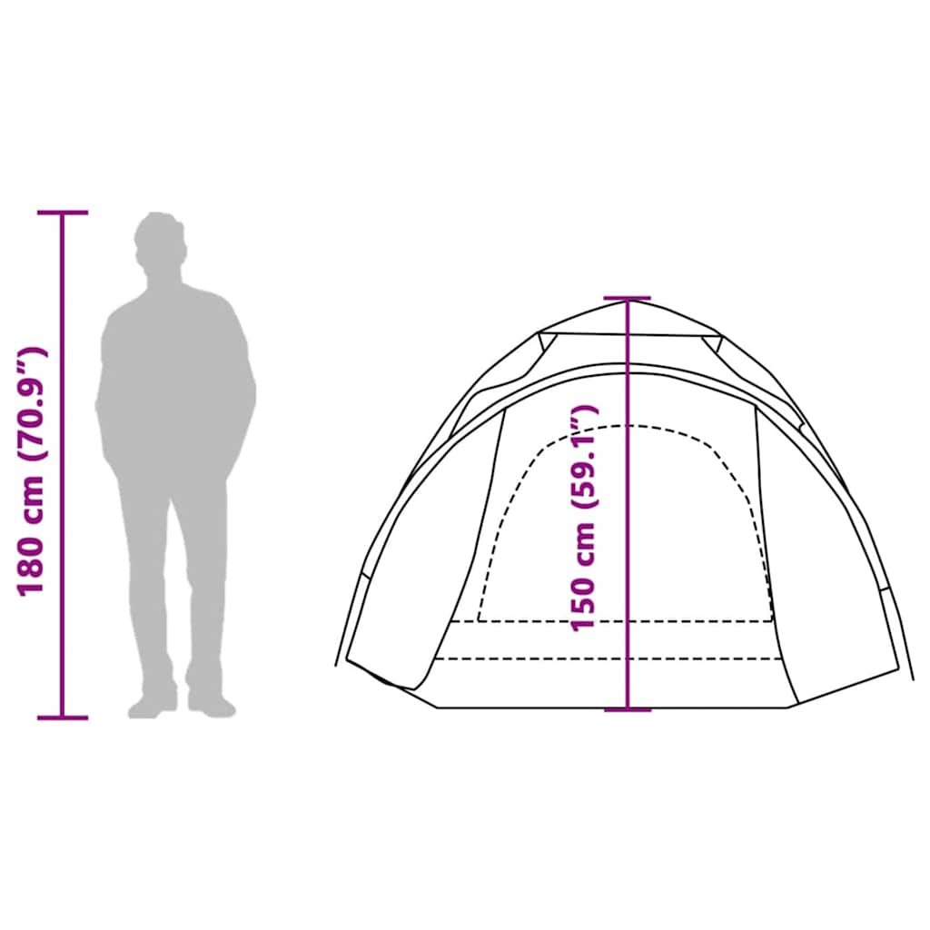 Kuppel-Campingzelt 3 Personen Blau Quick Release