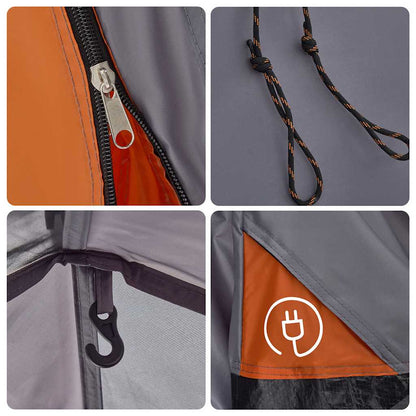 Kuppel-Campingzelt 3 Personen Grau und Orange Quick Release