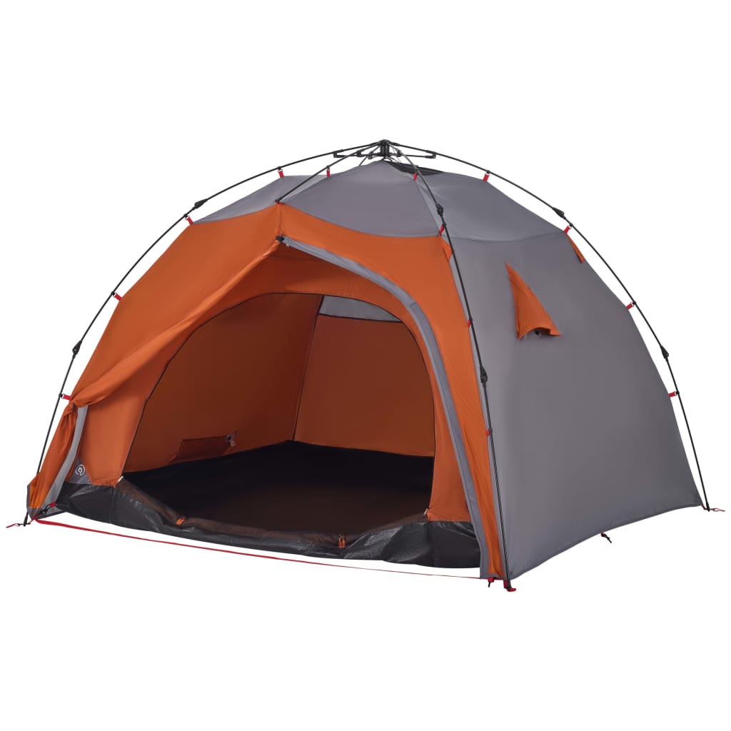 Kuppel-Campingzelt 4 Personen Grau und Orange Quick Release