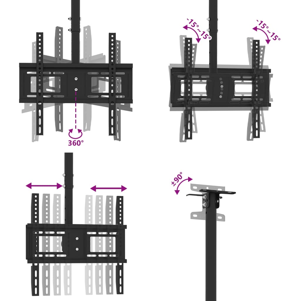 Support TV plafond écran 32-65 pouces Max VESA 400x400 30kg