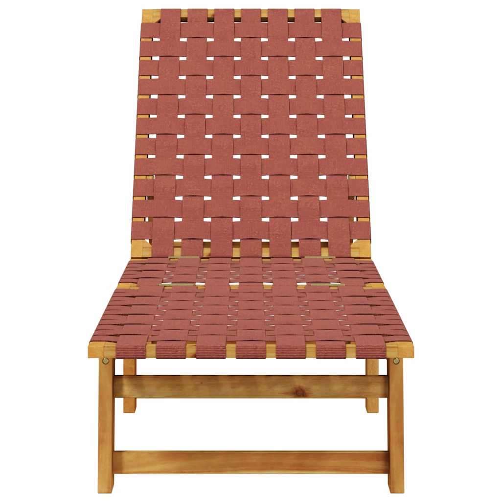 Chaise longue en bois d'acacia massif rouge et tissu
