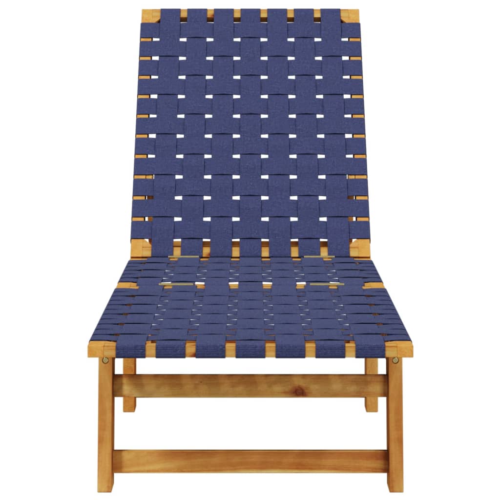 Bain de soleil en bois d'acacia massif et tissu bleu foncé