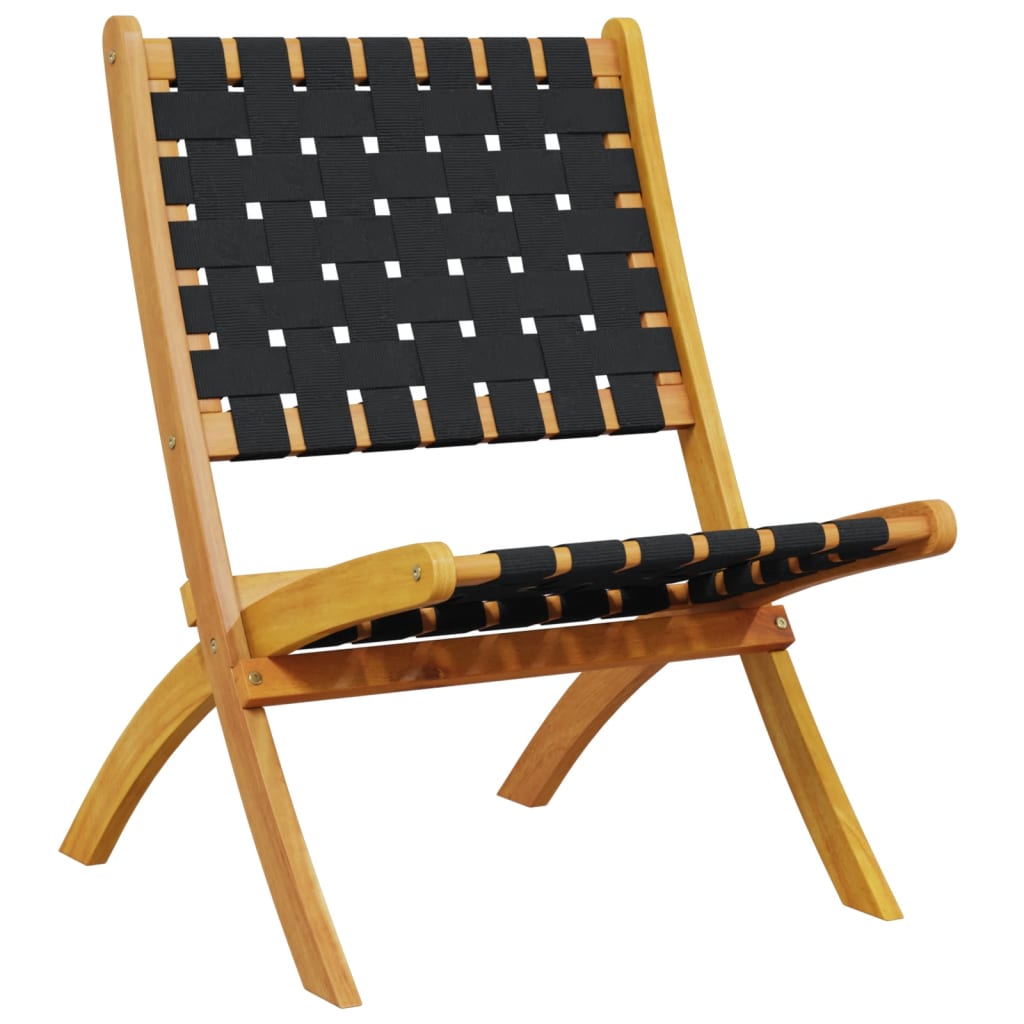 Klappstühle, 2 Stück, schwarz, massives Akazienholz und Stoffbezug