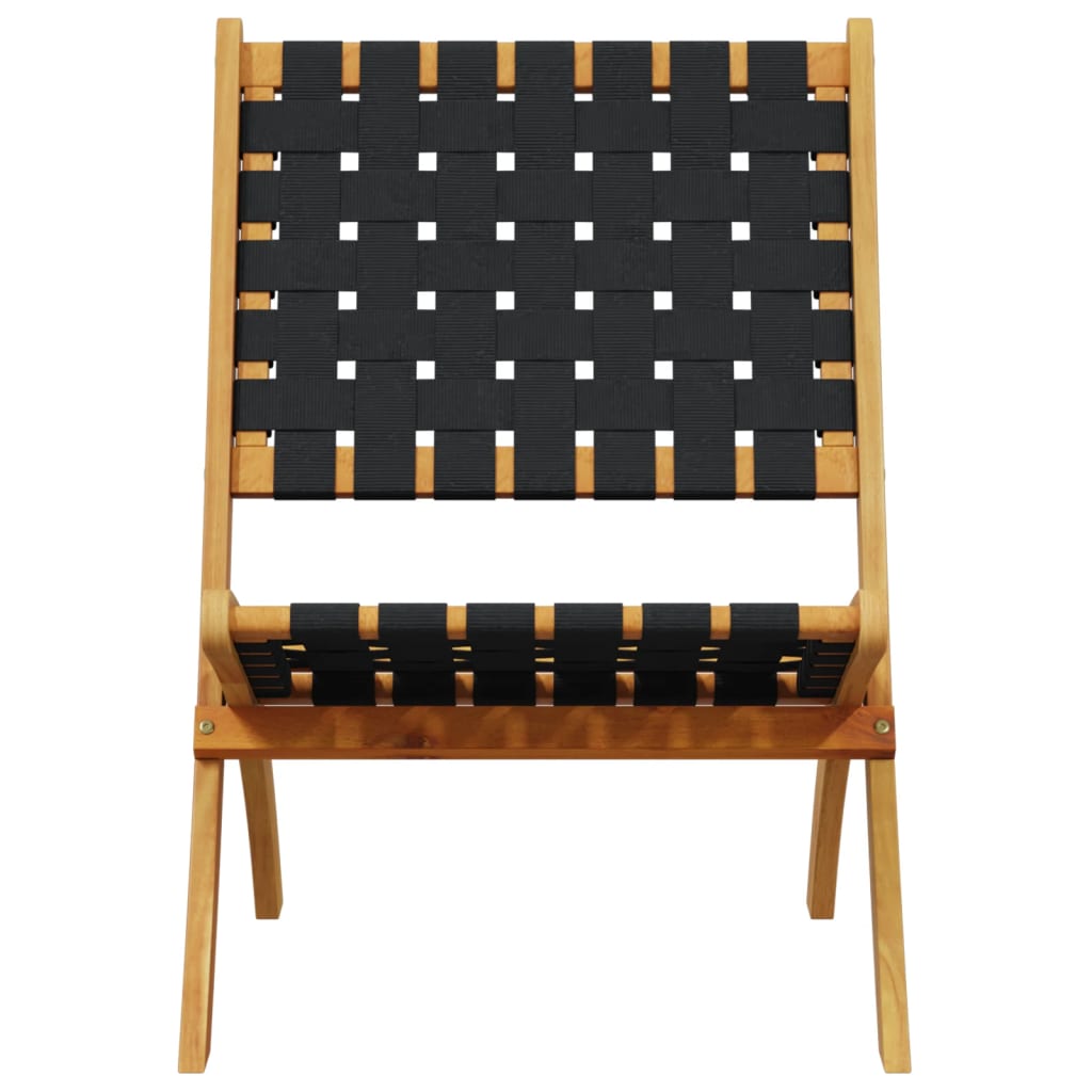 Klappstühle, 2 Stück, schwarz, massives Akazienholz und Stoffbezug