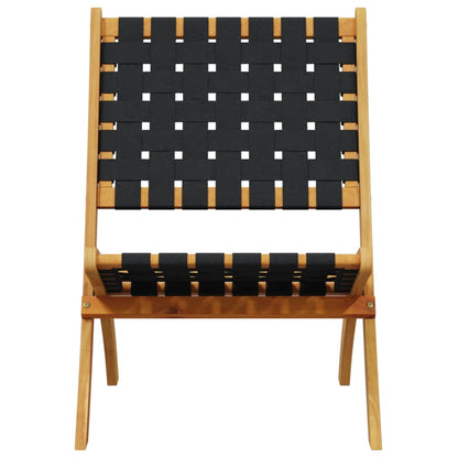 Klappstühle, 2 Stück, schwarz, massives Akazienholz und Stoffbezug