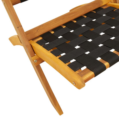 Klappstühle, 2 Stück, schwarz, massives Akazienholz und Stoffbezug