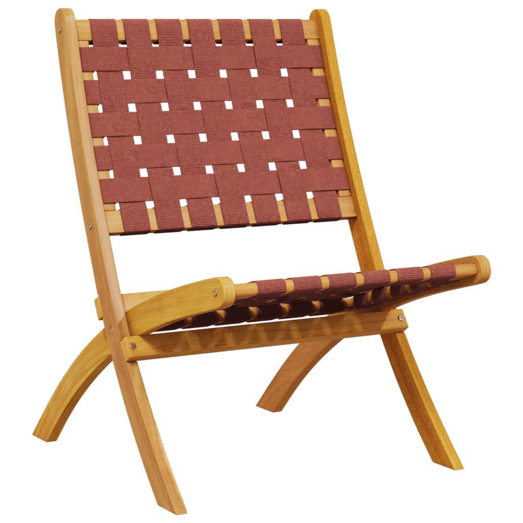 Klappstühle, 2 Stück, rotes Massivholz Akazie und Stoff