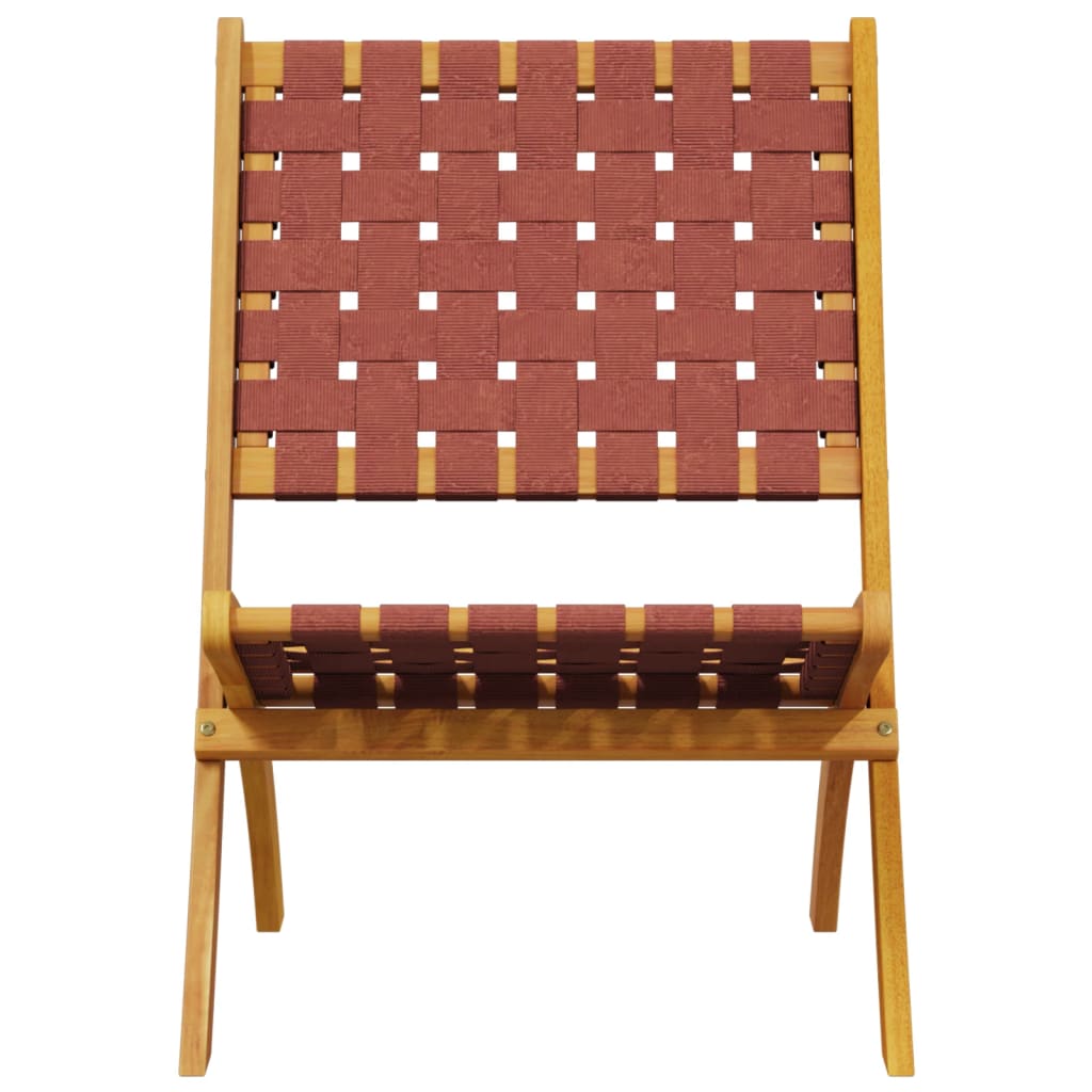 Klappstühle, 2 Stück, rotes Massivholz Akazie und Stoff