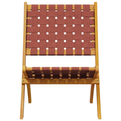 Klappstühle, 2 Stück, rotes Massivholz Akazie und Stoff