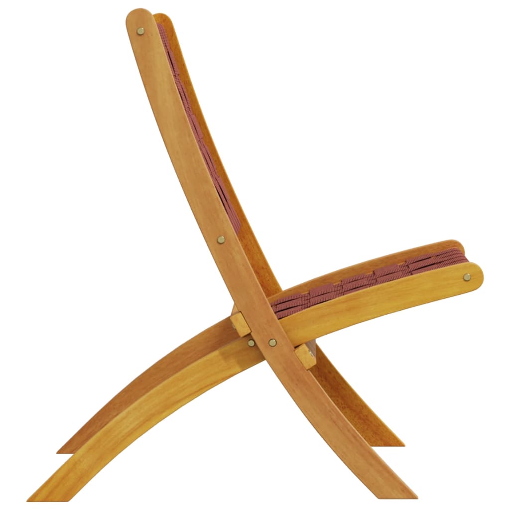 Klappstühle, 2 Stück, rotes Massivholz Akazie und Stoff