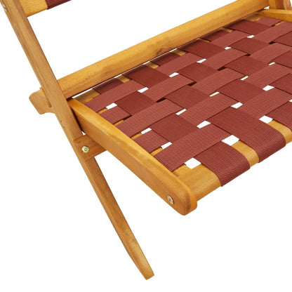 Klappstühle, 2 Stück, rotes Massivholz Akazie und Stoff