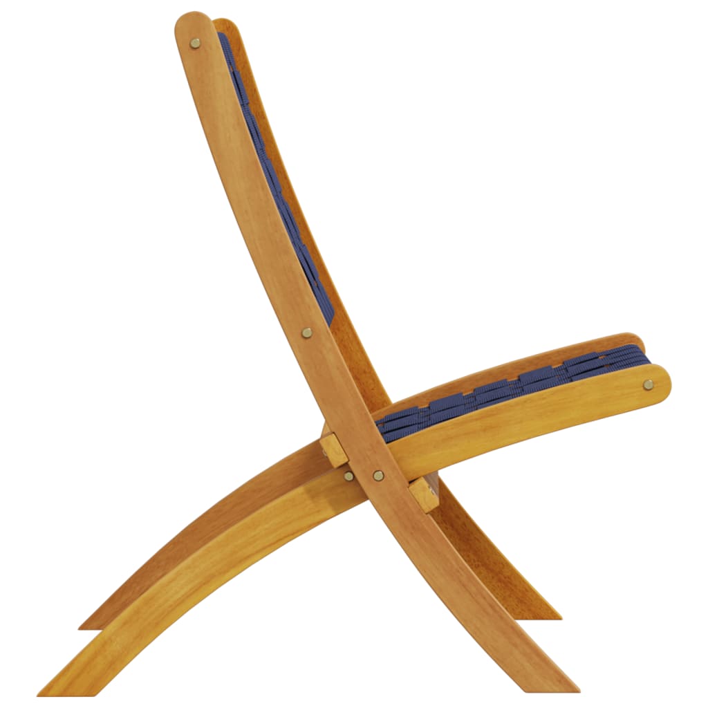 Klappstühle, 2 Stück, dunkelblau, Massivholz Akazie und Stoff