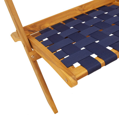 Klappstühle, 2 Stück, dunkelblau, Massivholz Akazie und Stoff
