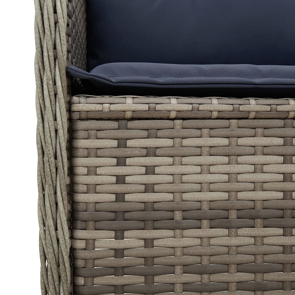 Gartenbank mit Liegefunktion und Kissen Grau Poly Rattan