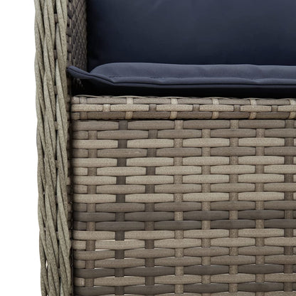 Gartenbank mit Liegefunktion und Kissen Grau Poly Rattan