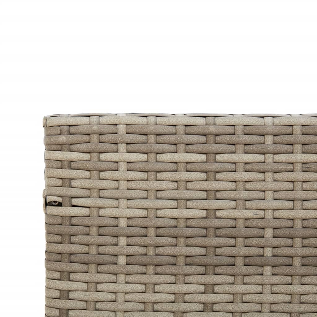L-shaped garden sofa with table and cushions grey poly rattan