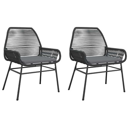 Gartenstühle 2 Stk. mit Kissen Schwarz Poly Rattan