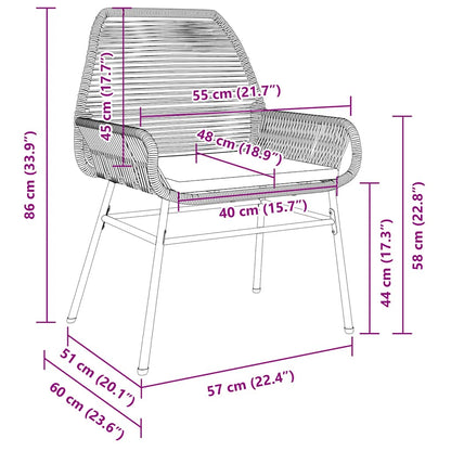 Gartenstühle 2 Stk. mit Kissen Schwarz Poly Rattan