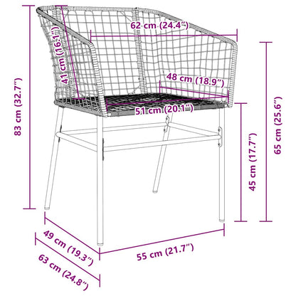Gartenstühle 2 Stk. Schwarz Poly Rattan