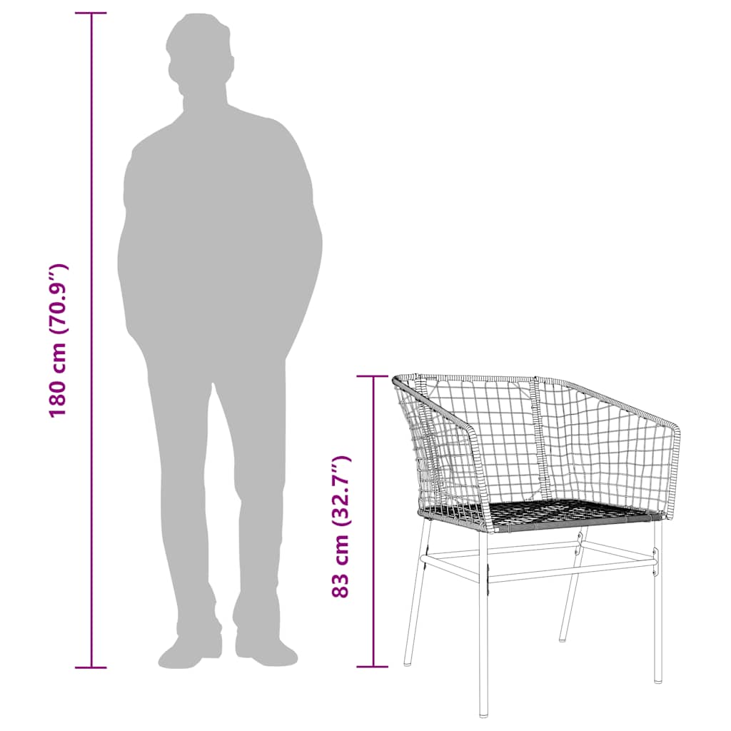 Gartenstühle 2 Stk. Braun Poly Rattan