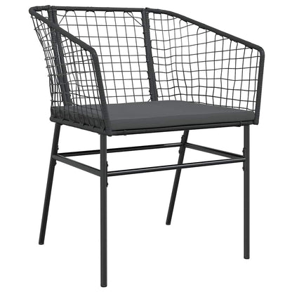 Gartenstühle 2 Stk. mit Kissen Schwarz Poly Rattan