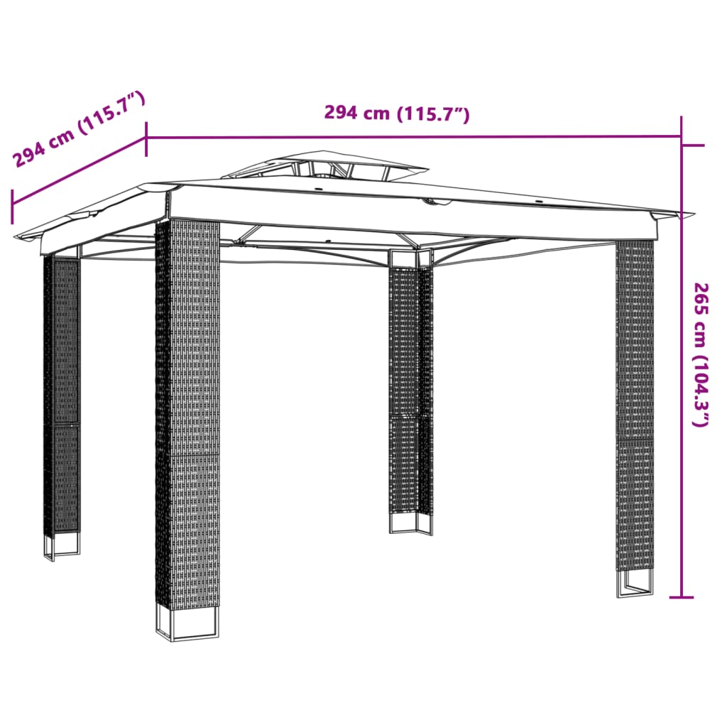 Pavillon à double toiture crème 2,94x2,94 m en acier