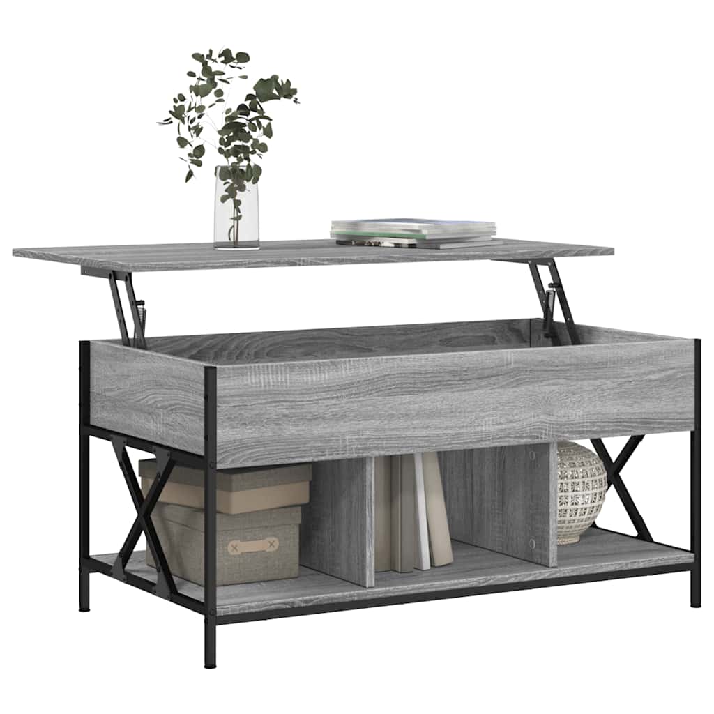 Couchtisch Grau Sonoma 100x55x50 cm Holzwerkstoff und Metall
