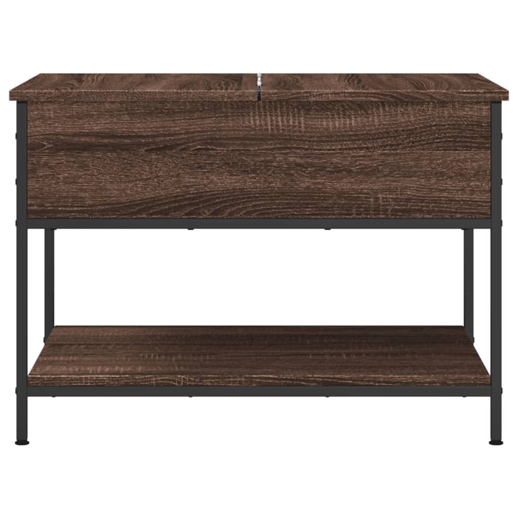 Table basse aspect chêne marron 70x50x50 cm matière bois métal