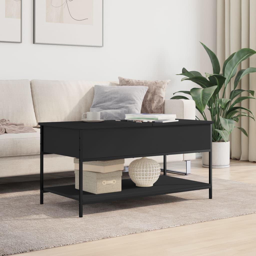 Coffee Table Black 100x50x50 cm Wood Material and Metal